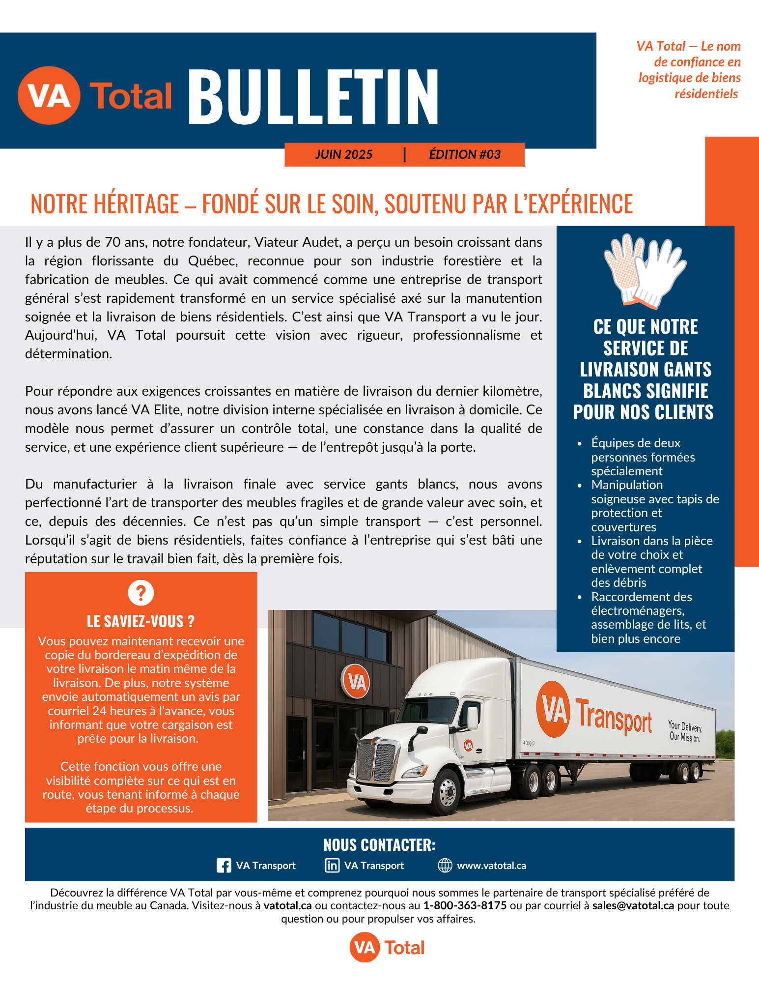VA Total — Le nom de confiance en logistique de biens résidentiels