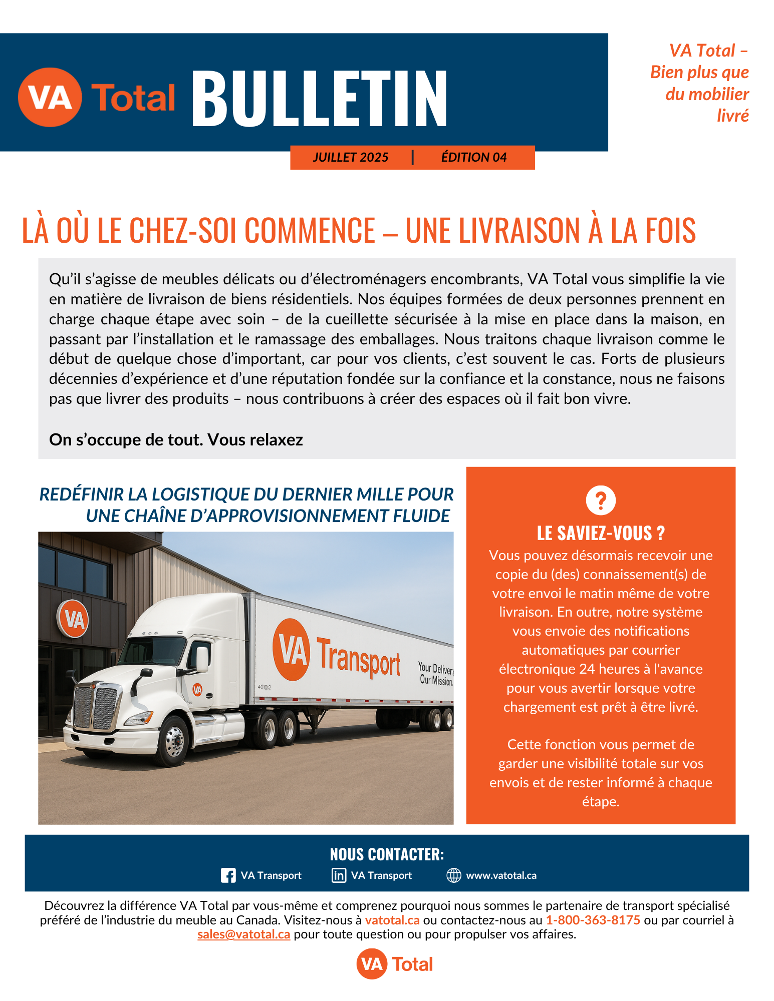 LÀ OÙ LE CHEZ-SOI COMMENCE – UNE LIVRAISON À LA FOIS