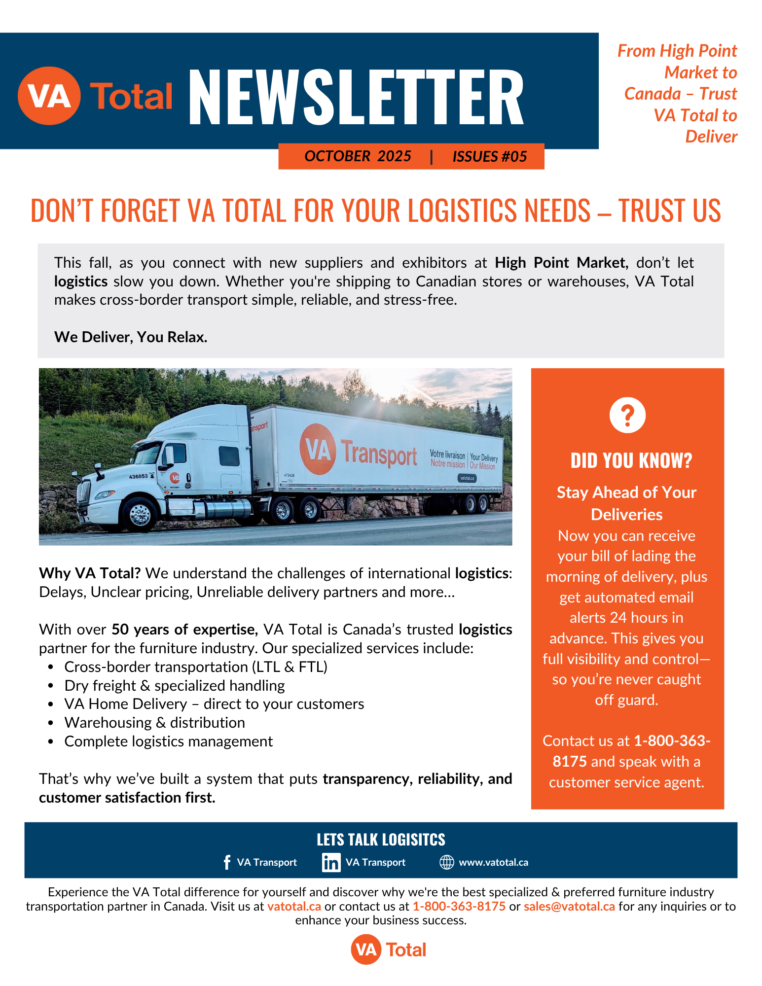 From High Point Market to Canada – Trust VA Total to Deliver