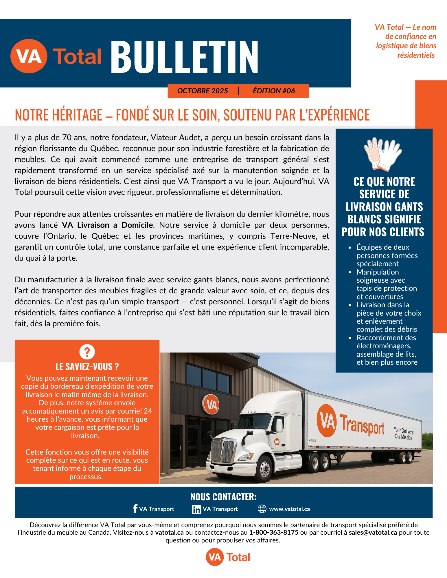 VA Total — Le nom de confiance en logistique de biens résidentiels